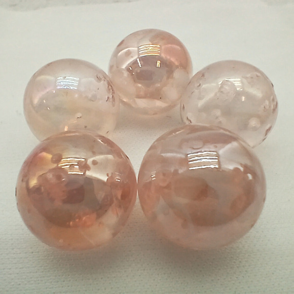 Lot of 5 Iridescent Glass Marbles – Cracked Ice Look, 5/8" Display Size - Picture 2 of 4